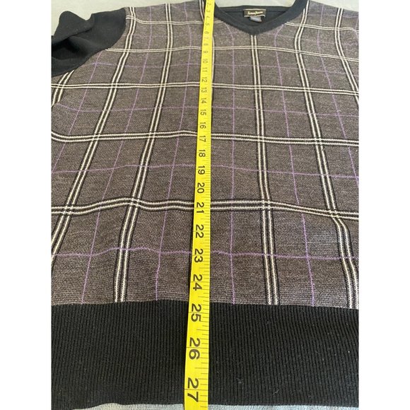 Neiman Marcus Mens Plaid Wool Sweater - Picture 5 of 7